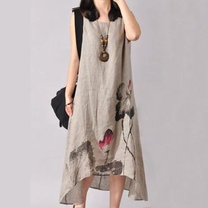 Robes lin vintage longues robes de maternité vêtements pour femmes enceintes vêtements chinois imprimer plus taille