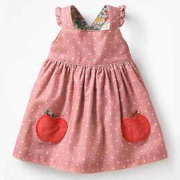 Robes Little Maven Kids Marque Vêtements Automne Bébé Filles Vêtements Coton Fruit Animal Applique Dot Sundress Fille Robes sans manches 210317