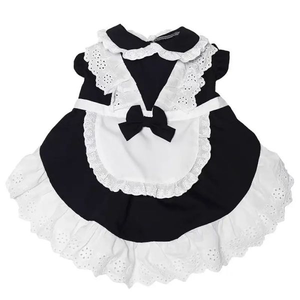 Vestidos Falda de sirvienta Ropa para perros Mascotas Vestido de princesa Ropa Perros Súper Pequeño Lindo Chihuahua Estampado Verano Negro Blanco Chica Mascotas