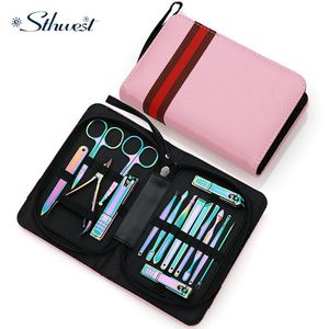 Robes Manucure Set Pédicure Ensembles Nail Clipper en acier inoxydable Cutter de l'ongle Professionnel avec kit de boîtier de voyage 16in1