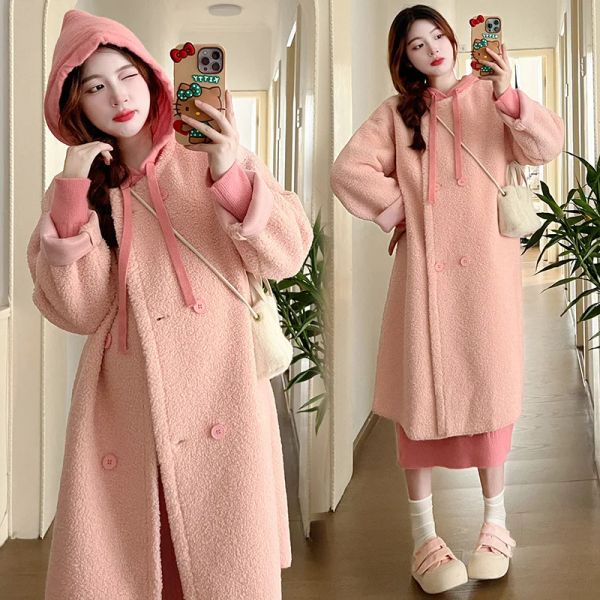 Robes Maternité tricot robe à capuche 2023 vêtements pour femmes enceintes robes longues décontractées manteau de mode automne hiver robes de grossesse