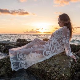 Robes Robe de maternité en dentelle, accessoires de photographie de maternité, robe Maxi bohémien, séance Photo, pour femmes enceintes, robe de plage