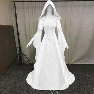 Robes médiévales Renaissance maxi robe de train femme halloween diable païen sorcière costume de mariage robe capot robe cosplay costume