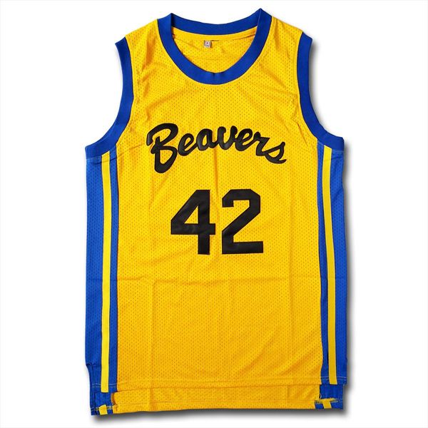 Robes Teen Wolf # 42 Howard Moive Beacon Beavers Maillot de basket-ball Jaune Film américain Chemise de sport en plein air