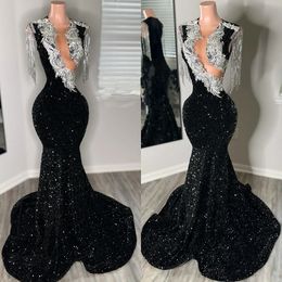 Jurken Mermaid Prom Rhinestone Crystal Lades Black Girl Birthday Dress Long Party Outfits