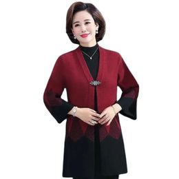 Vestidos madre de mediana edad suéter de punto chaqueta cárdigan 2022 nuevo Noble elegante mujeres suéter abrigo cazadora femenina 6xl H140