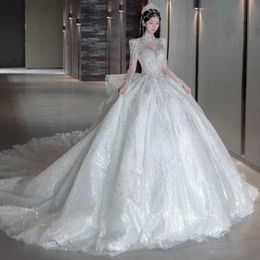 Robes robe de bal moderne robe de mariée date manches longues grande taille cristal pailleté robe dos nu ceinture robe de mariée plage boho élégant Gard
