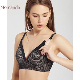 Robes Momanda Wireless Maternity Nursing Bra Sous-vêtements en dentelle florale pour la grosse