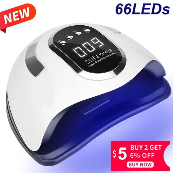 Robes nouvelles 66leds UV LED lampe à ongles Sécheur à ongles pour séchage Gel Gel Polonable Design portable avec grand écran d'écran LCD Smart Capteur lampe à ongles