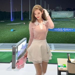 Robes nouveau respirant crème solaire Golf Polo haut à manches longues femmes jupe courte été automne femme vague plissée Skort