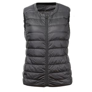 Nouveau Pas Cher Canard Vers Le Bas Veste Sans Manches Femmes De Haute Qualité Blanc Canard Vers Le Bas Gilet Ultra Léger Court Automne Outwear Puffer Gilet Manteau