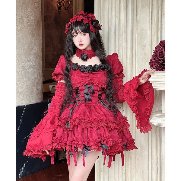 Robes nouveau japonais Harajuku Punk couture fille chaude mode Lolita tempérament Kawaii doux robe noire nouveau