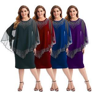 Jurken Nieuw plus Damesjurk Chiffon Sjaal Kantoor Highend Strakke Lange Rok Mode Casual