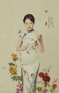 Vestidos Nuevo estilo Accesorios de fotografía de maternidad Sesión de fotos vestido de embarazada Vestido tradicional chino Satén largo Cheongsam Qipao de mujer