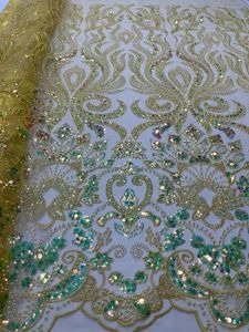 Robes nigérianes françaises paillettes dentelle tissu vente chaude à la main 2022 brodé africain perlé net maille dentelle tissu pour les femmes robe