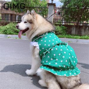 Robes Oimg Summer Green Pet Robe Love Print Jupe pour grand chien Alaska Golden Retriever Labrador Sans manches