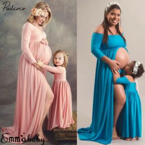 Robes photographie accessoire femmes enceintes robe Maxi robe de maternité mère fille Match