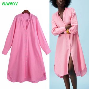 Vestidos Camisa rosa Tallas grandes Mujeres africanas Verano Manga larga Botón Up Midi Mujer Casual Dobladillo asimétrico 210430