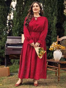 Robes Robes De Grande Taille Imprimer Dot Vintage Modeste Chic Élégant Femme Robe Printemps Automne Robes Femme 2022 Soirée Robe Longue