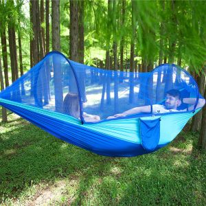 Jurken draagbare buitenkamperen Hangmat 12 Persoon Go Swing met muggen Net Hangend Bed Ultralight Tourist Sleeping Hangock