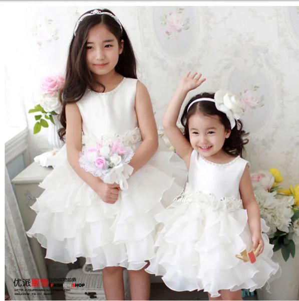 Robes princesse blanc joyal cou fleur robes de fille éboublard