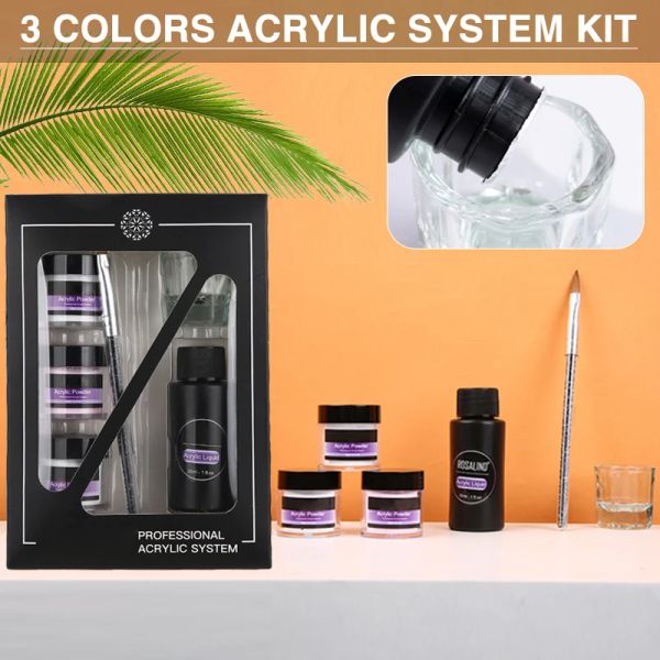 Robes Kit acrylique professionnel 30 ml acrylique liquide 3 couleurs ongles poudre de poudre manucure salon bricolage nail art design outils pour débutant