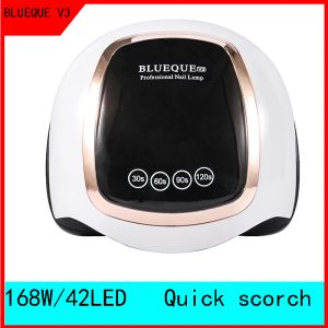 Jurken Professional UV Lamp V3 168W 42Led nageldroger voor alle nagellak -gel Curing Care LCD -display met Touch Nail Manicure Tools