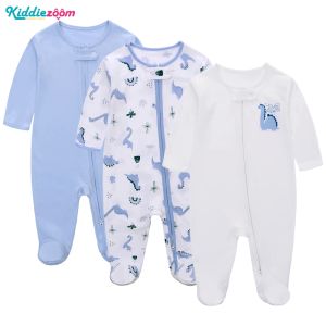 Robes coton pur coton bébé vêtements Romper à fermeture éclair pour garçons Cartoon Imprimé nouveau-né les manches longues à sauts