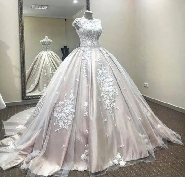 Vestidos Imagen real dicho Mhamad 2020 Vestidos de novia de rubor Árabe Dubai Brata Bola de baile Vestido de novia vintage Maternidad Embarazada de maternidad