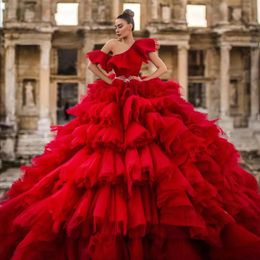 Vestidos vestido de quinceañera rojo Vestido De 15 Anos Vestido de fiesta Chicas mexicanas Dulce 16 Vestido de fiesta de cumpleaños Apliques florales Volantes Cariño