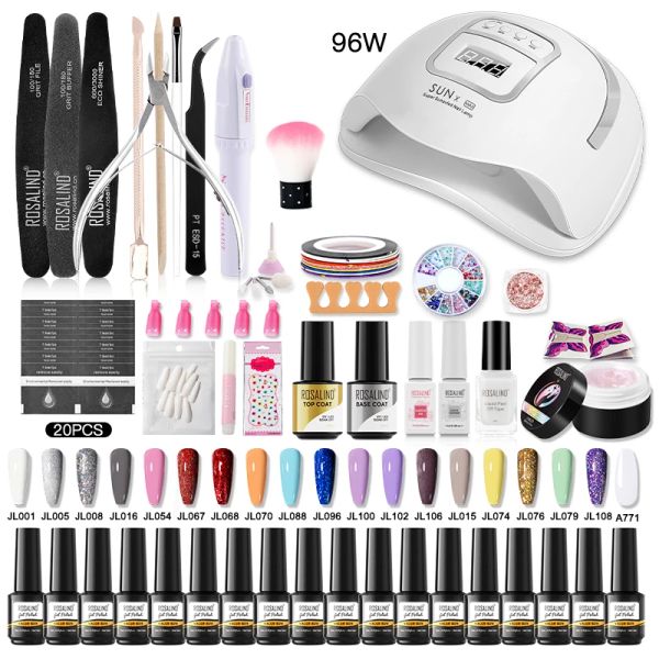 Robes Ensemble de manucure Rosalind avec lampe à ongles LED UV pour Nail Art Design Gel Polish Tool Tool Tool Professional Nail Gel Vernis