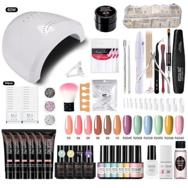 Vestidos Rosalind Set todo para manicura de uñas Manicure Set de extensión rápida Construcción de uñas Gel de uñas con herramienta de uñas Lámpara de uñas LED UV