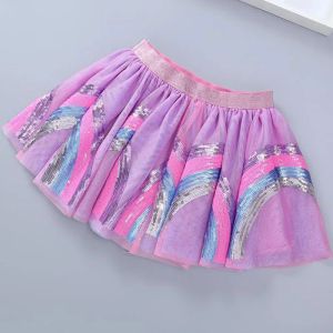 Vestidos Faldas de lentejuelas para niñas Ropa de bebé Falda plisada de arco iris Falda de princesa para niños Falda de malla con tutú de ballet para niñas Faldas de fiesta para niños