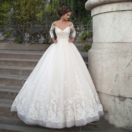 Robes sexy ouverte Vneck à trois quarts manches champagne légère robe de mariée avec longue ceinture robe nuptiale vestide vestidos boda
