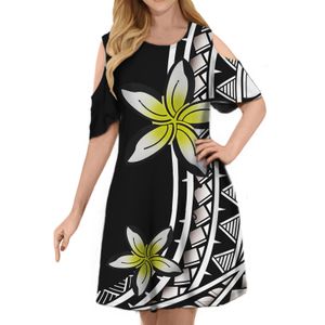 Robes Manches courtes Hawaii fleur tatouage imprimé femmes robe élégante taille haute été automne robes 2021 femme florale Maxi robes