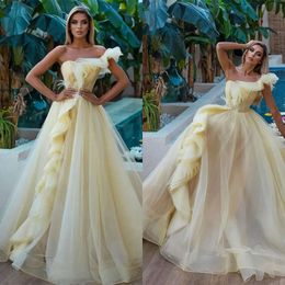 Jurken schouder een bruiloft bal mouwloze glamoureuze aanvragers tule opgelegde rugloze ontwerper designer vloer lengte op maat gemaakte bruidsjurk vestidos de novia
