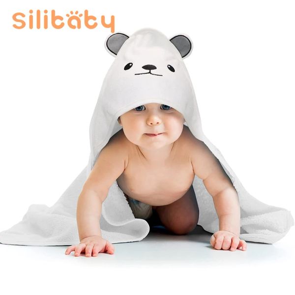 Robes Silibaby Baby Hooded Toule New-Born Bath Bath Super Doux Bath Sac de couchage chaud en tissu en tissu en tissu nouveau-né