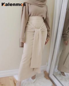 Robes jupe femmes Abaya turc inde musulman ruban lacets ethnique Maxi jupes longues robe dubaï fête islamique caftan Femme marocaine