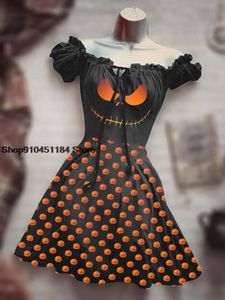 Robes crâne Costume bulle manches cordon tenue décontractée horreur Halloween jupe à manches bouffantes hawaïen bohème imprimé 3D vêtements sexy