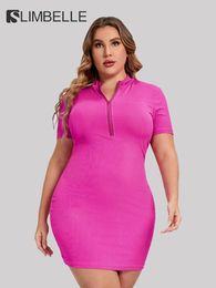 Robes SLIMBELLE 4XL grande taille femmes vêtements gaine fermetures éclair solide robe Sexy femme femme robes d'été femme 2022