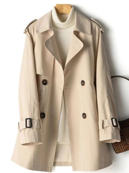 Robes printemps automne Trench Coat femmes 2023 nouveau coréen Double boutonnage mi-long femme Trench manteau pardessus coupe-vent vêtements de dessus pour femmes