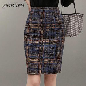 Jurken Spring Summer Elegante gedrukte informele rokken voor vrouwen Hoge taille Slim Office Lady Ol Style Pencil Skirts Faldas Mujer Moda 2023