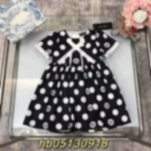 Jurken Spring Summer Girls 'Black White Polka Dot Print Dress met 3D Cutting Simple gulle fashion Treasure