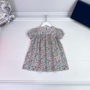 Jurken lente/zomer lijn meisjes verse kinderen kleine gefragmenteerde bloem korte mouw jurk trend