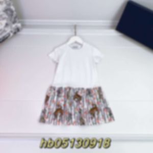 Jurken Summer Girls Giraffe Print Short T-shirt lange broek Paneel Bloemborrel Mouw jurk