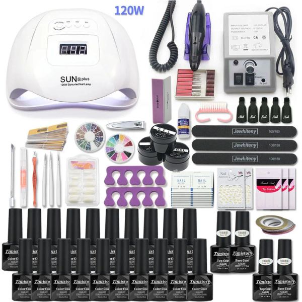 Robes Super Manucure Ensemble pour kit à ongles avec lampe à ongles à LED 20000rpm Drillage à ongles Hine Kit de vernis à ongles kit acrylique