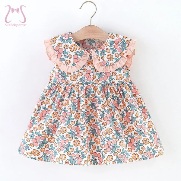 Robes douces pour tout-petit bébé filles sans manches robe florale d'été
