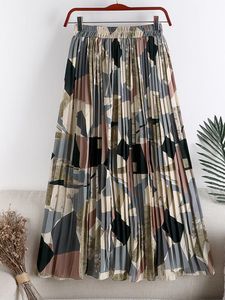 Jurken Tigena Vintage Long geplooide rok Vrouwen 2022 Zomervakantie Mooie kleurrijke print Chiffon High Taille Maxi Rok Vrouw