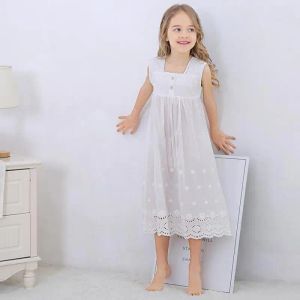 Robes Toddle Girl Chemise de nuit blanche Robe de princesse Enfants Pamas Chemises de nuit pour filles Robe de nuit pour enfants Fille Robe de nuit en dentelle