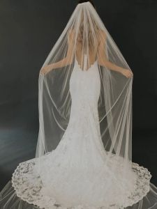 Robes Topqueen V30 Veille nuptiale à un niveau simple avec bord Cut Edge Real Photos Long 3M Veille de mariage cathédrale transparent Veille italienne